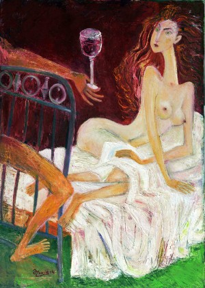 04.IN BED 2013year oil on canvas 50x70 cm4000$ by ZAKIR AHMEDOV